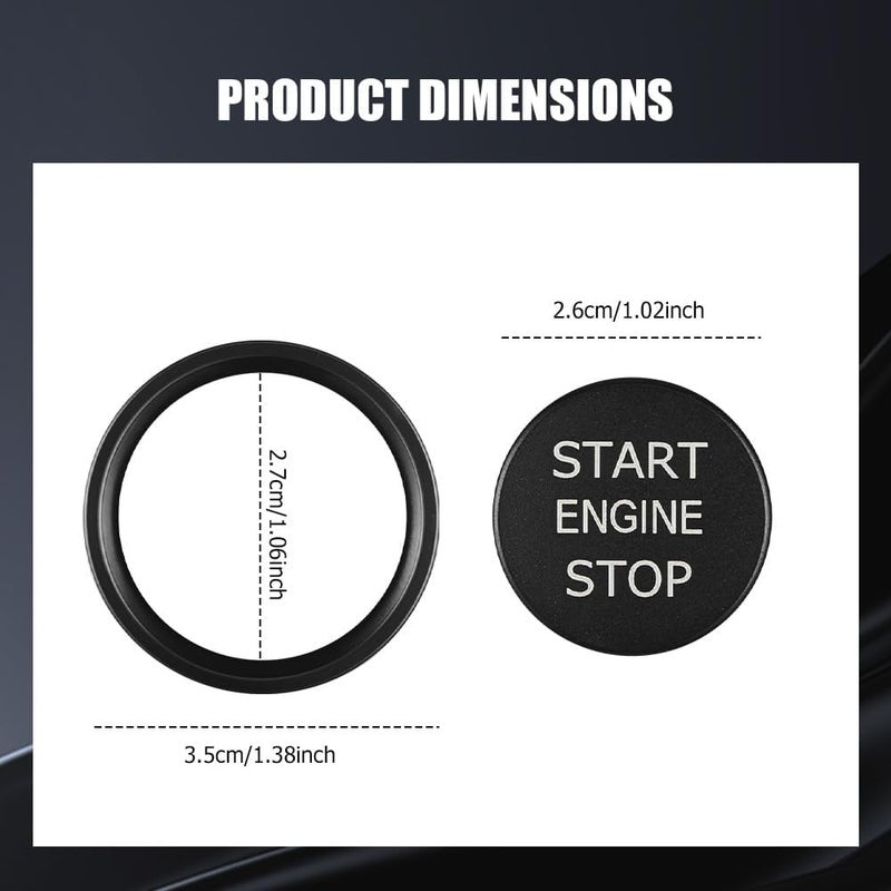 Lyxheth Car Push Start Button Cover, Engine Start Cover, Cool Aluminum Engines Starts Buttons Covers with Metal Ring for Cars Decorations, Car Engine Start Button Decal Accessory for Audi A4 (Black) - Image 2